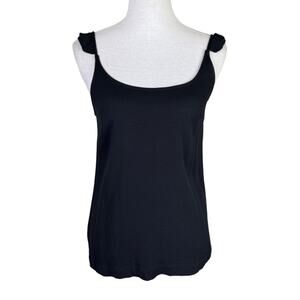 Just Female Life Top Black Ruffle Strappy Girly Flirty Lightweight Tank Top
